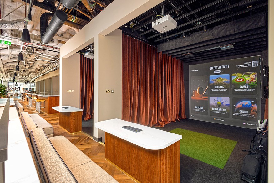 Each Trackman bay at Pitch Wharf lets you play over 300 real world courses, including Bethpage Black and Adare Manor.