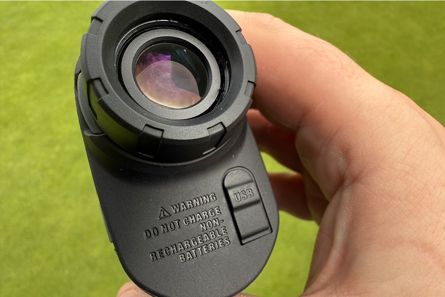 The USB charging point of the Mileseey PF260 laser rangefinder
