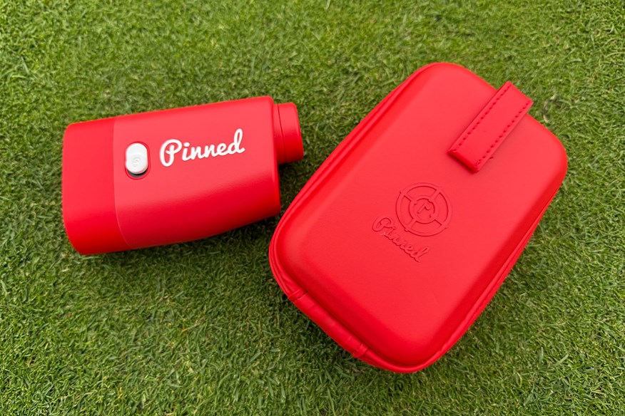 The Pinned Golf Prism+ laser rangefinder and case