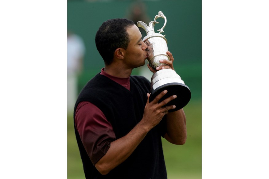 Tiger Woods won the Claret Jug for a third time in 2005.