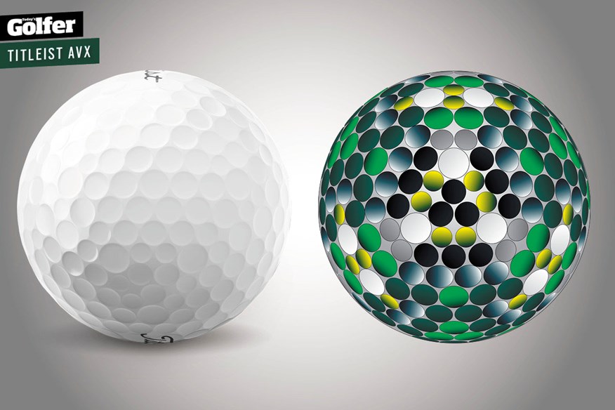 The Titleist AVX golf ball has a new dimple pattern for 2022 to improve flight and distance. The Titleist AVX golf ball has a new dimple pattern for 2022 to improve flight and distance.