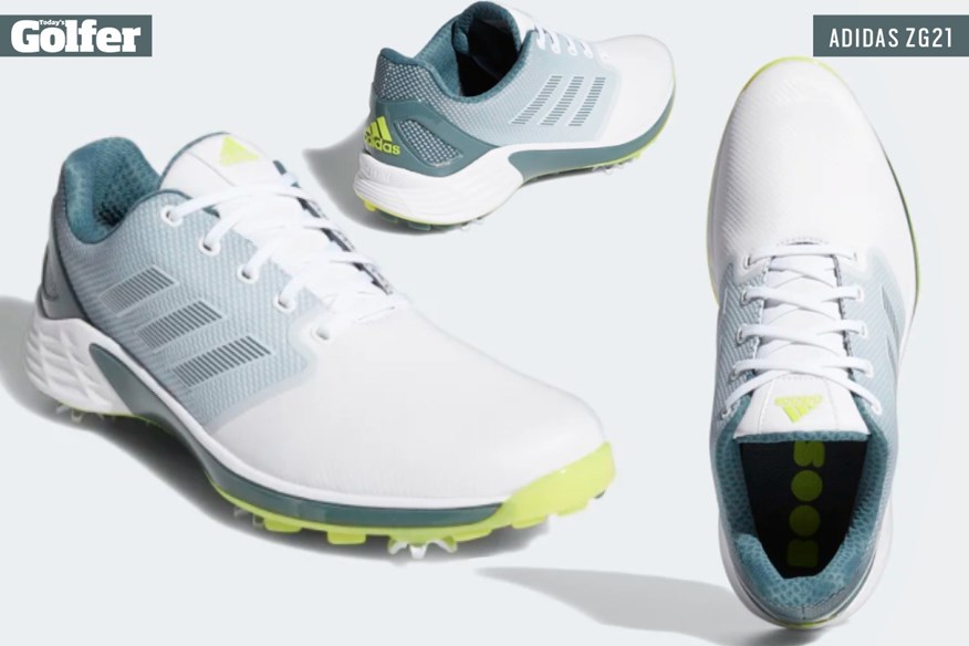 The adidas ZG21 laced men's golf shoe.