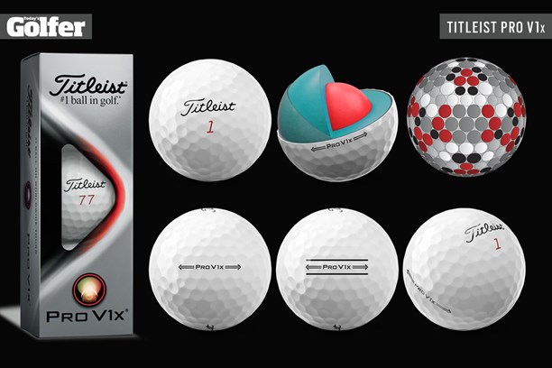 The Titleist Pro V1x 2021 golf ball.