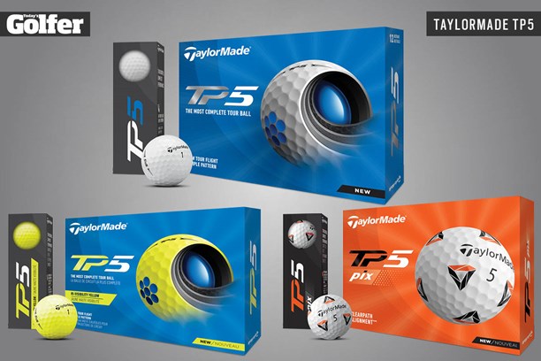 The 2021 TaylorMade TP5 golf ball is available in white, yellow and pix.