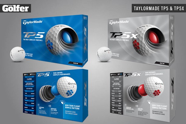 The 2021 TaylorMade TP5 and TP5x golf balls.