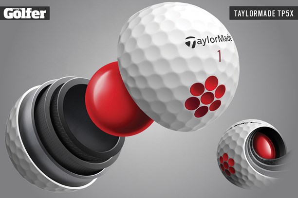 The 2021 TaylorMade TP5x golf ball is a premium, five-layer model.