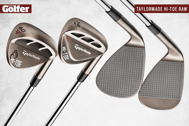 The TaylorMade Hi-Toe wedges have standard face scoring lines in the lower lofts and full face scoring lines in the higher lofts.