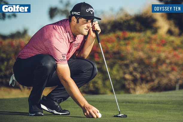 Jon Rahm uses the Odyssey 2-Ball Ten putter.