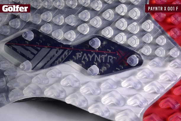 The sole of the PAYNTR X 001 F golf shoe.