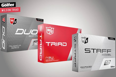 The Wilson Triad golf ball sits between the brand's Duo Soft+ and Staff Model golf balls. The Wilson Triad golf ball sits between the brand's Duo Soft+ and Staff Model golf balls.