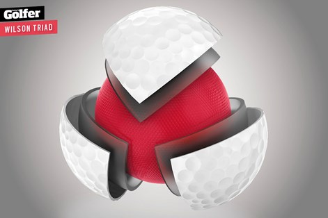 The Wilson Triad golf ball has been designed to help golfers break 80 by moving weight closer to the perimeter. The Wilson Triad golf ball has been designed to help golfers break 80 by moving weight closer to the perimeter.
