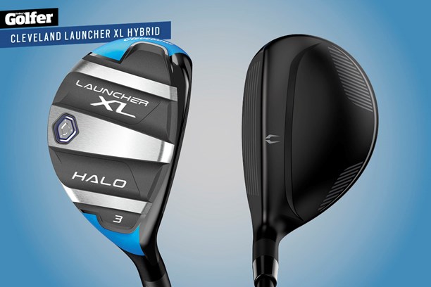 The Cleveland Launcher XL Halo hy-wood and hybrid has a larger head design and three rails on the sole to help square the face at impact.