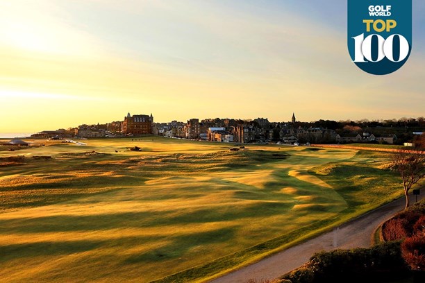 Looking down St Andrews Old Course from the Old Course Hotel.