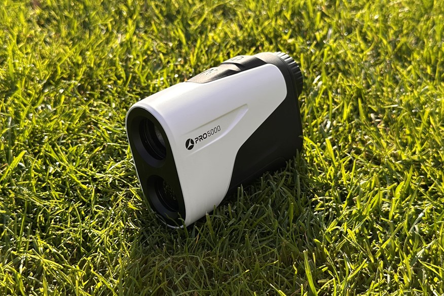 The Motocaddy Pro 5000 laser rangefinder.