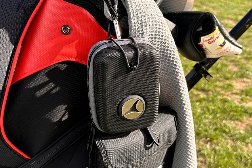 The Motocaddy Pro 5000 attaches easily to your golf bag.
