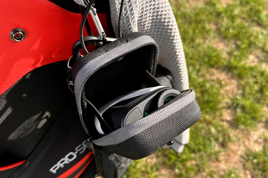The case ensures the Motocaddy Pro 5000 is well protected but easily accessed.