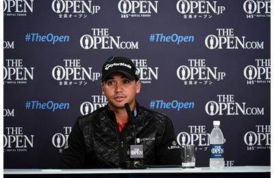  Jason Day of Australia speaks at a press conference ahead of the 145th Open Championship at Royal Troon