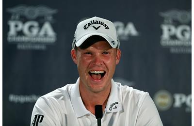 Danny Willett speaks to the media during a pressconference prior to the 2016 PGA Championship at Baltusrol