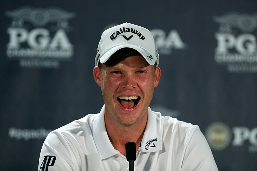 Danny Willett speaks to the media during a pressconference prior to the 2016 PGA Championship at Baltusrol