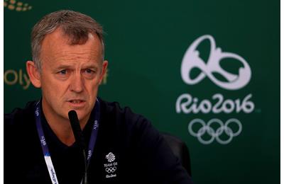 Captain of Great Britain's Olympic golf team, Jamie Spence speaks during a British Olympic Golf Team Press Conference ahead of the Open Championship at Royal Troon