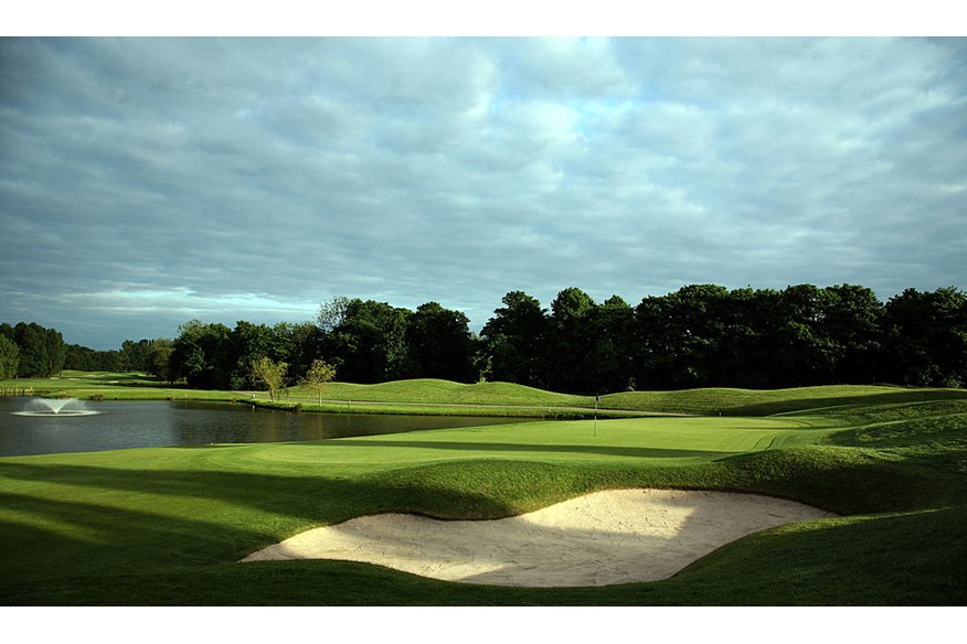 Behind the green on the par 5, 3rd hole on The Brabazon Course at The Belfry