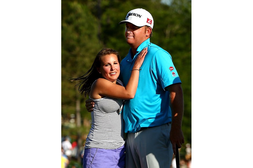 J.B. Holmes and his wife Erica celebrate after winning the Wells Fargo Championship 