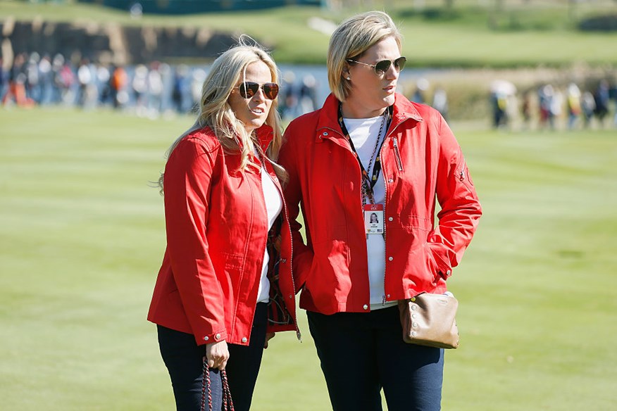 Amy Mickelson (L) and Kim Johnson wife to Zach Johnson 