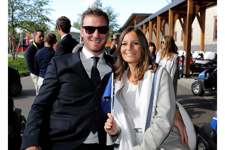 Chris Wood of Europe and Bethany Wood attend the 2016 Ryder Cup Opening Ceremony