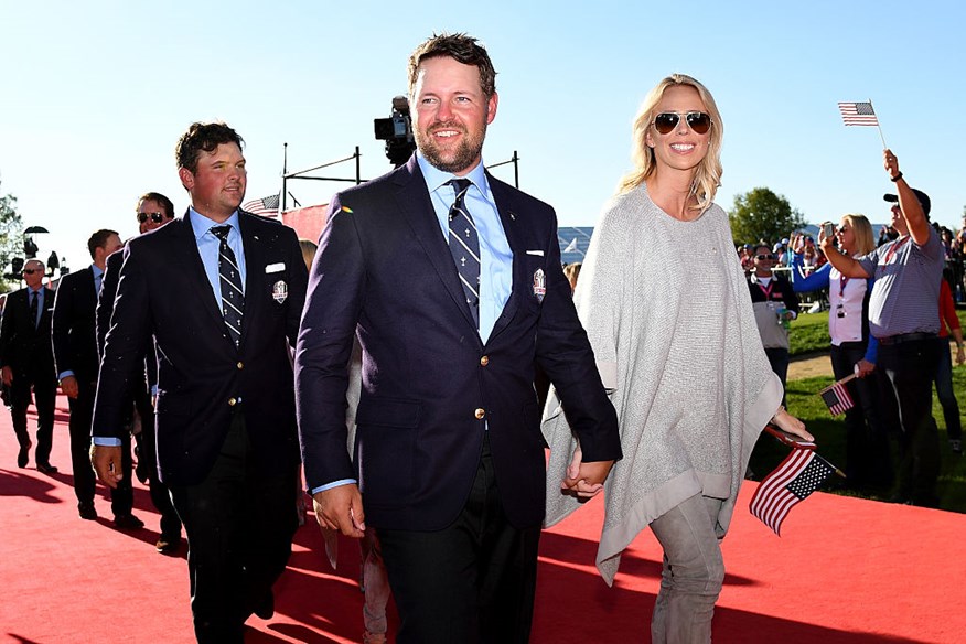 Ryan Moore of the United States and Nichole Moore attend the 2016 Ryder Cup Opening Ceremony at Hazeltine