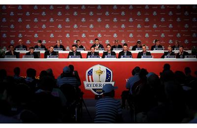 The European team speaks in a press conference after being defeated by the United States at the Ryder Cup