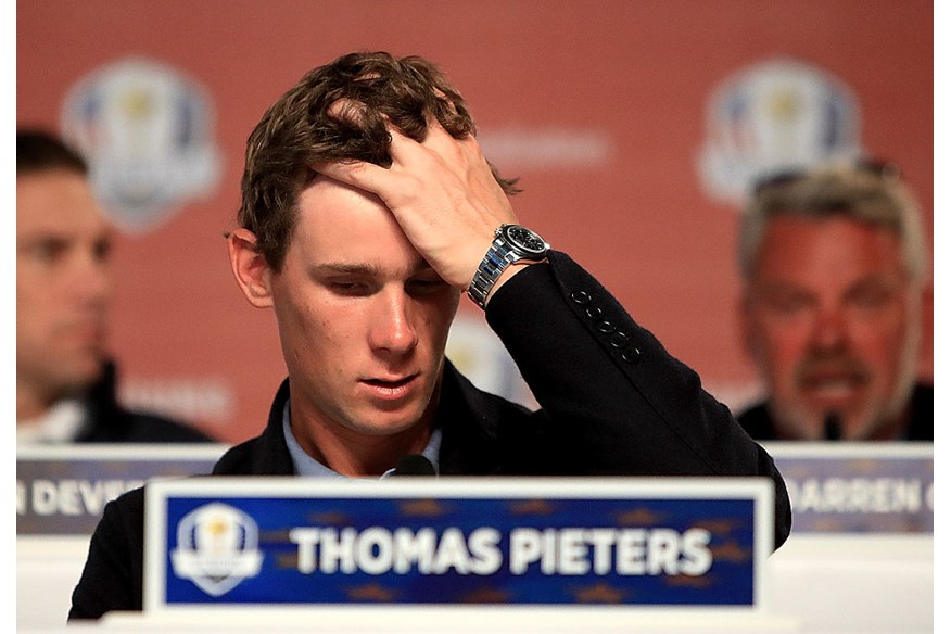 Thomas Pieters speaks to the media