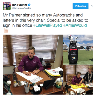 Ian Poulter sat in Arnold Palmer's office