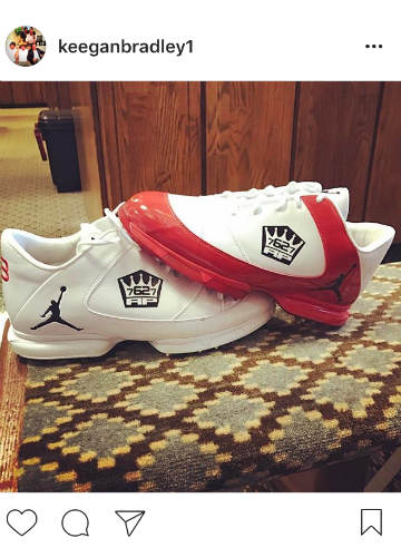 Keegan Bradley had his shoes dedicated to Arnold Palmer