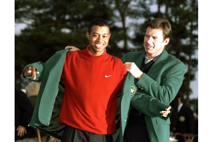 Tiger Woods winning the green jacket 