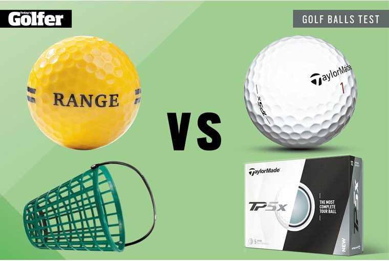 Driving range ball vs premium golf ball | Today's Golfer