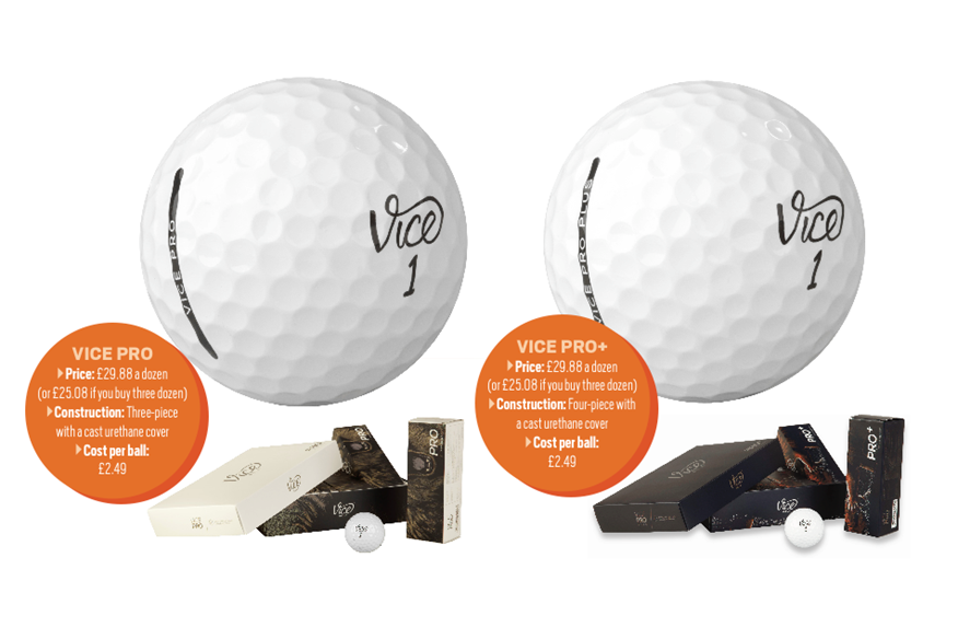 Vice Pro and Vice Pro + golf balls