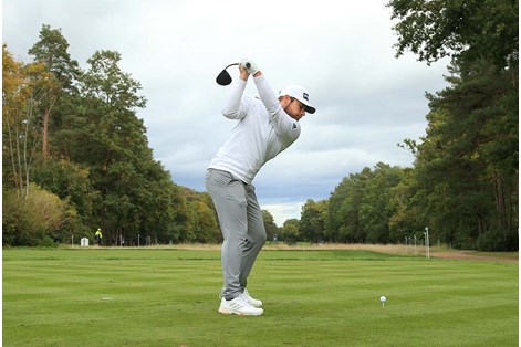 Tyrrell's shoulder turn and hip resistance help create power. Tyrrell's shoulder turn and hip resistance help create power.