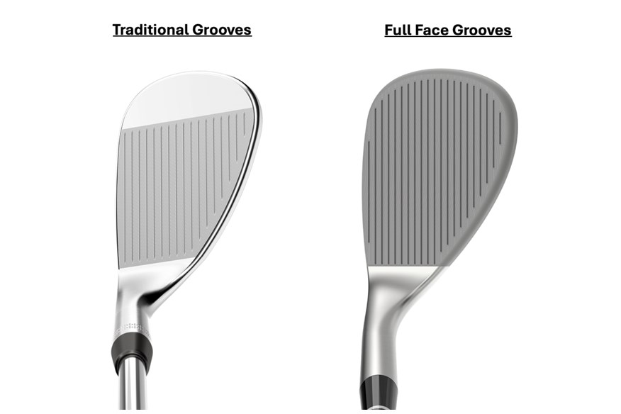 A graphic to show the difference between full face and traditional groove wedges