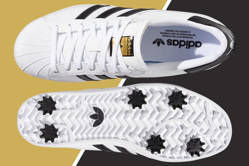 The limited-edition Adidas Superstar golf shoe.