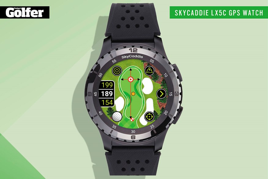 SkyCaddie's LX5C GPS watch has a 1.39-inch HD touch screen.