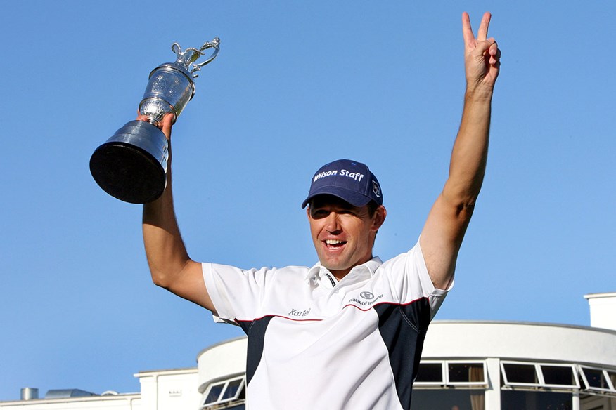 Harrington celebrates his second Open win.