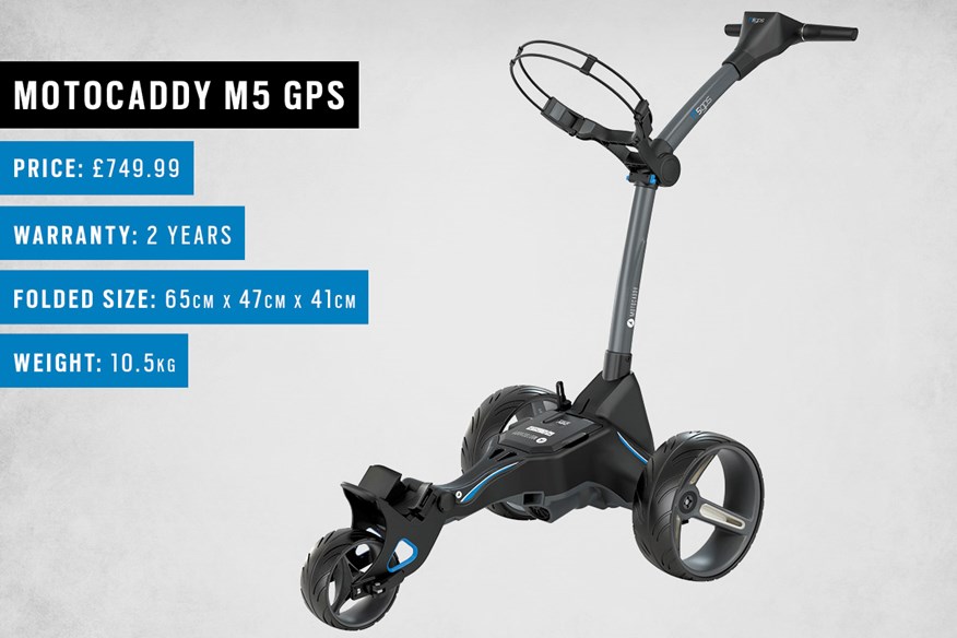 The MotoCaddy M5 GPS electric golf trolley.