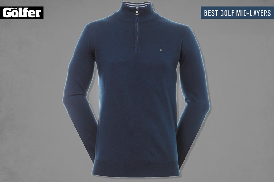 The Oscar Jacobson Waldorf Pin Cotton Zip Neck is one of the best golf mid layers.