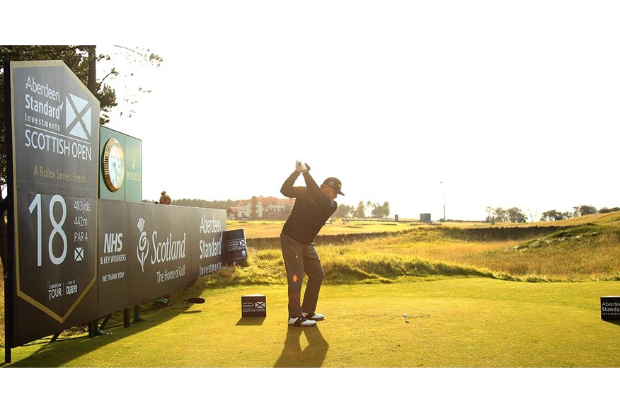 Paul Lawrie hits his final tee shot on the European Tour.