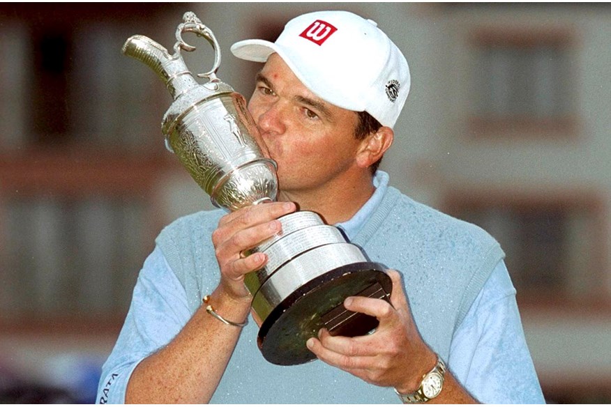 Paul Lawrie with the Claret Jug after winning The Open in 1999.