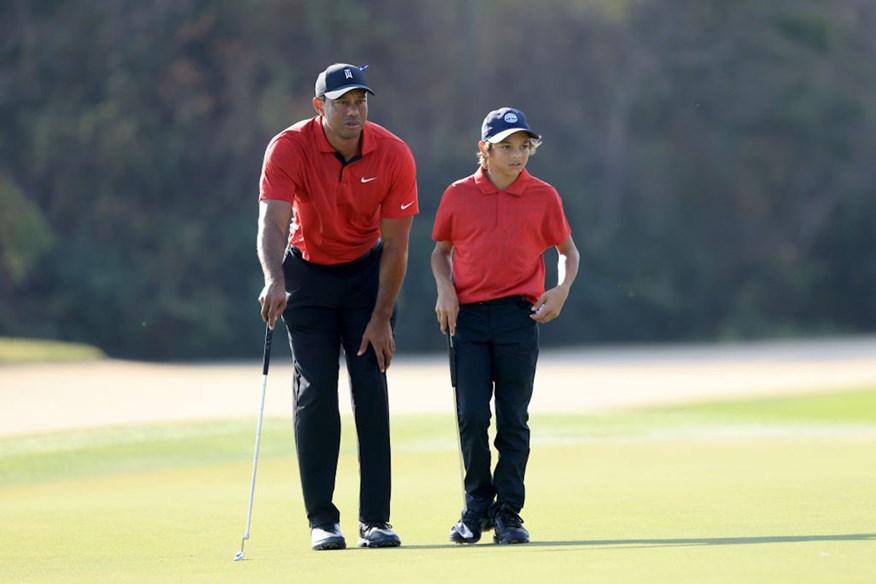 Tiger Woods with his son Charlie at the PNC Championship