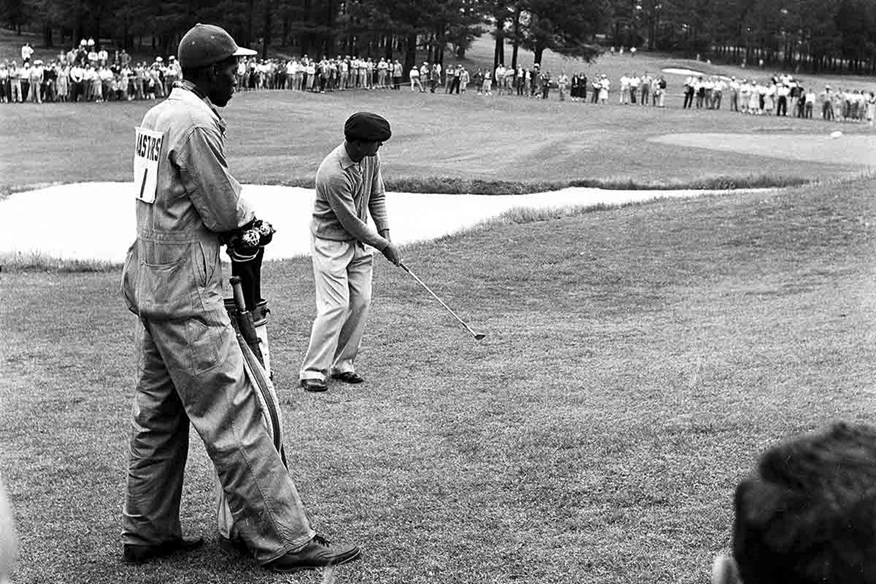 Willie 'Pappy' Stokes caddying for Ben Hogan.