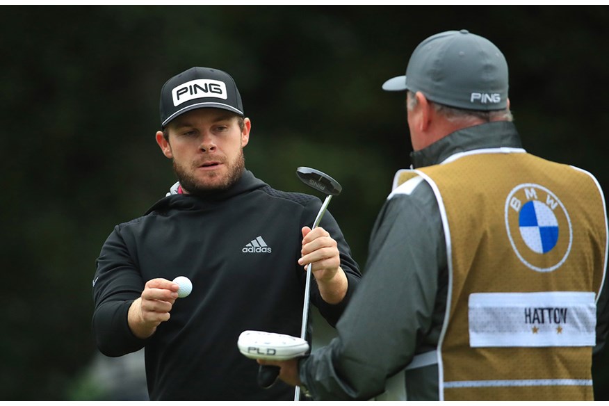 Tyrrell Hatton uses a Ping Vault Oslo putter and Titleist Pro V1x golf ball.