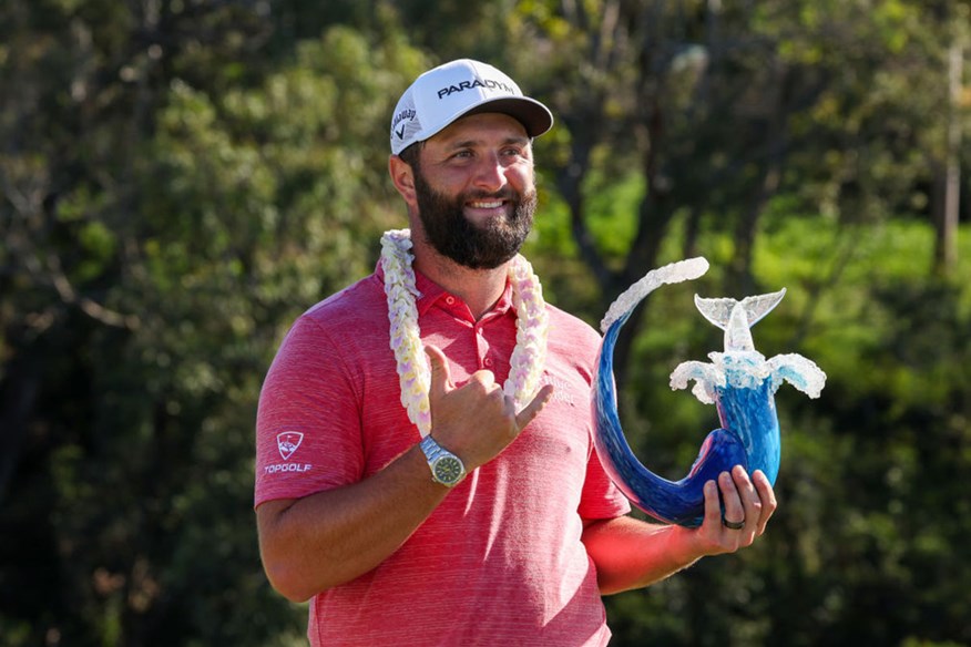 Jon Rahm trophy at Sentry tournament of champions.