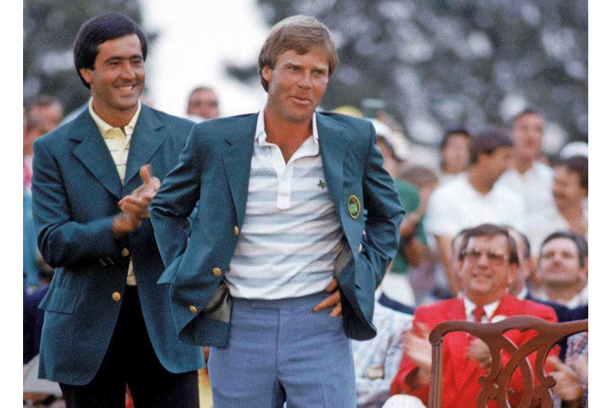 Ben Crenshaw slips on his first Green Jacket in 1984.